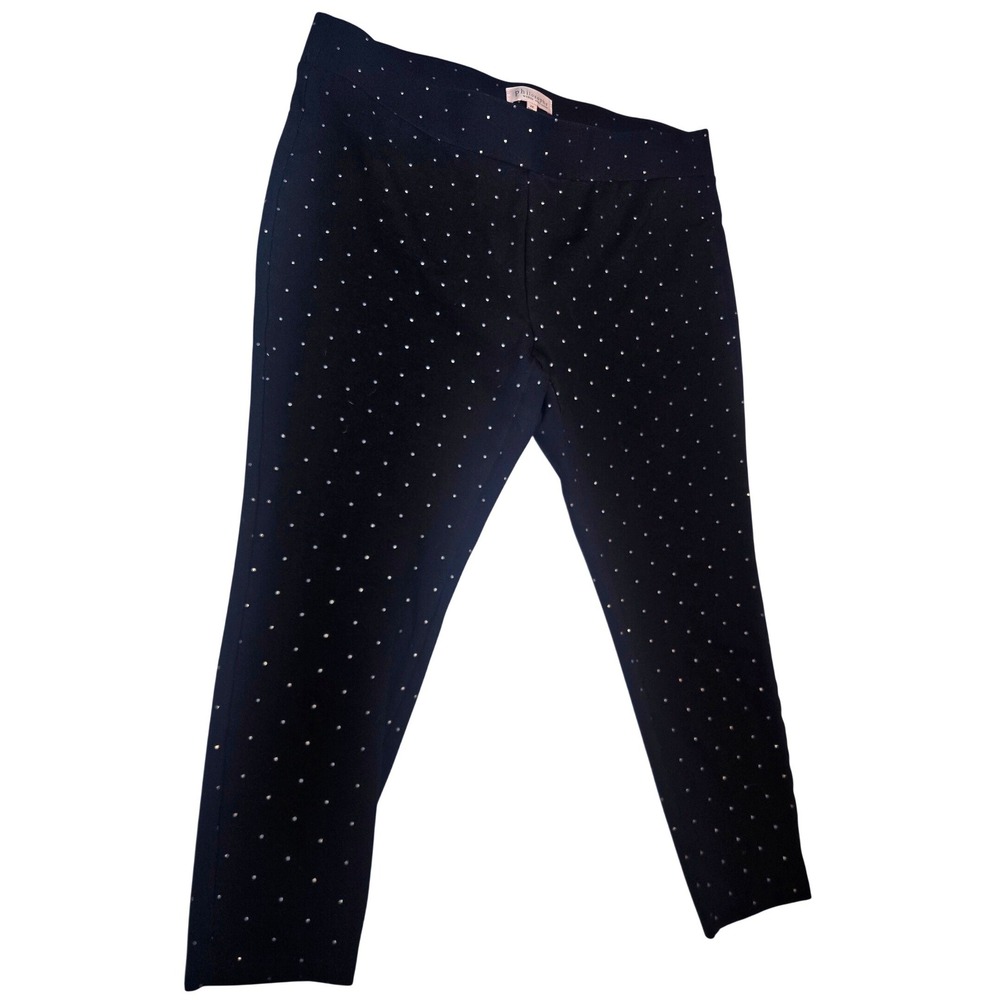 Philosophy Republic Clothing Black Silver Polka Dot Leggings Plus Size 2X - Picture 3 of 5